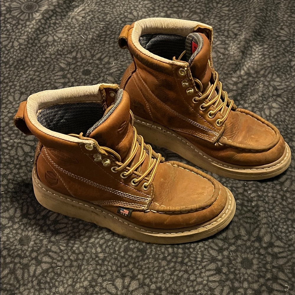 Kids Brown Leather Boots with Padded Collar